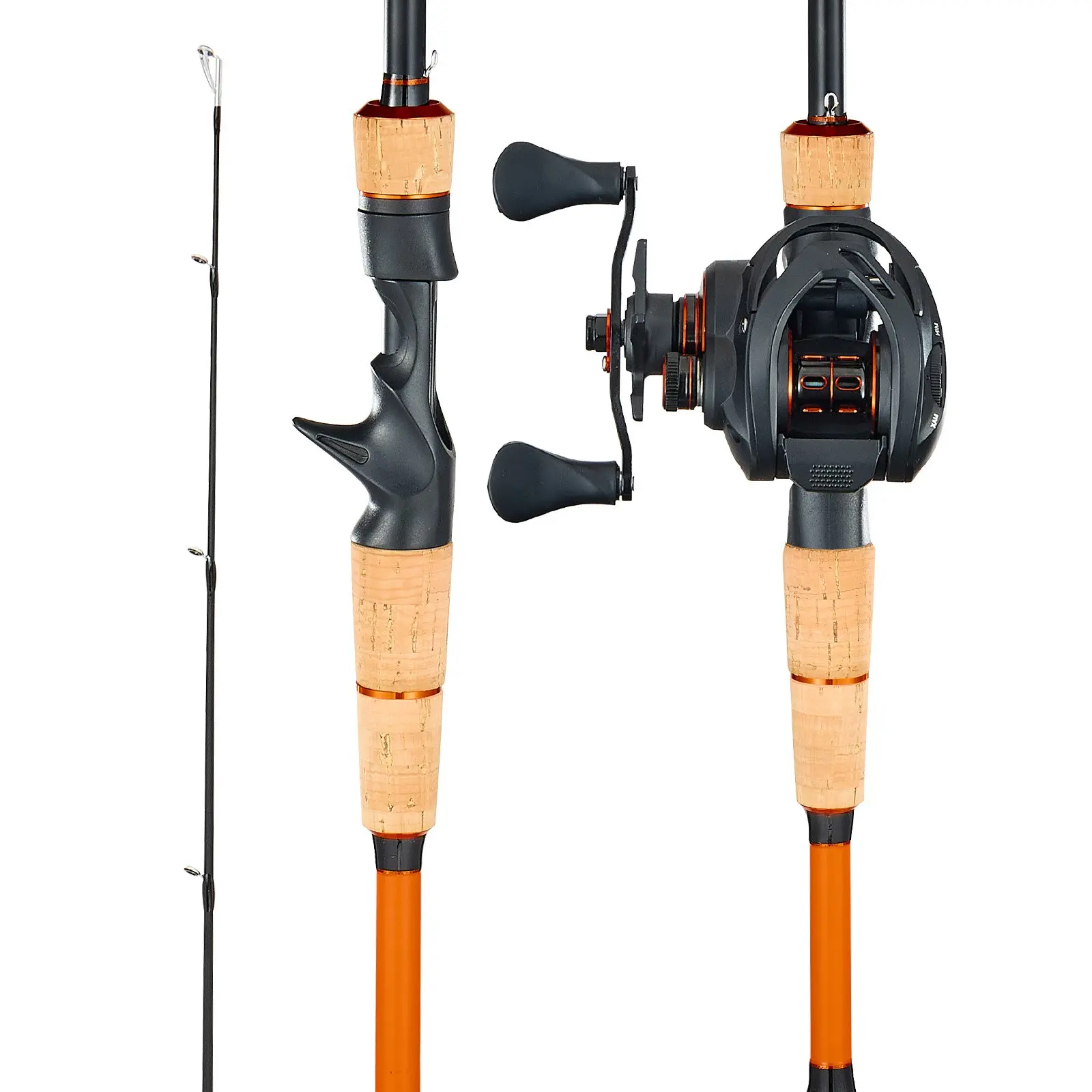 VEVOR Fishing Rod and Reel Combo, IM7 Carbon Fiber Baitcasting Setup with 7+1 BB System, 7.0:1 Gear Ratio, Cork Handle, Stainless Steel Guides with Ceramic Rings, 13.2 lbs/6 kg Bass Fishing Rods and Reels, Adjustable Magnetic Brake System, Carbon Fibre