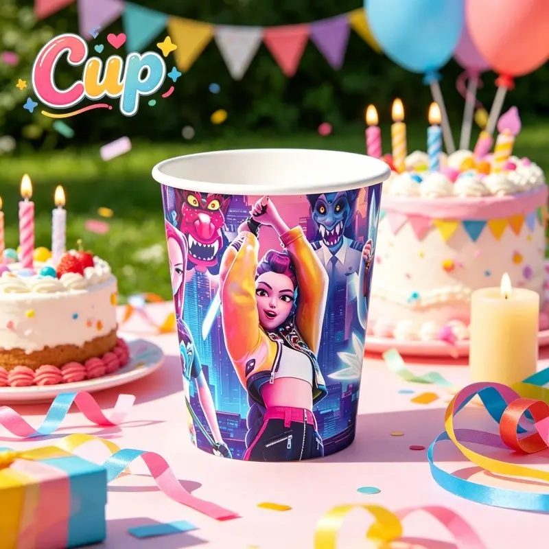 10-Piece Kpop Party Paper Cups Set, Disposable Beverage Cups, Perfect for Birthdays, Valentine's Day, Weddings, One-Time Use, Ideal for Festive Events and Halloween