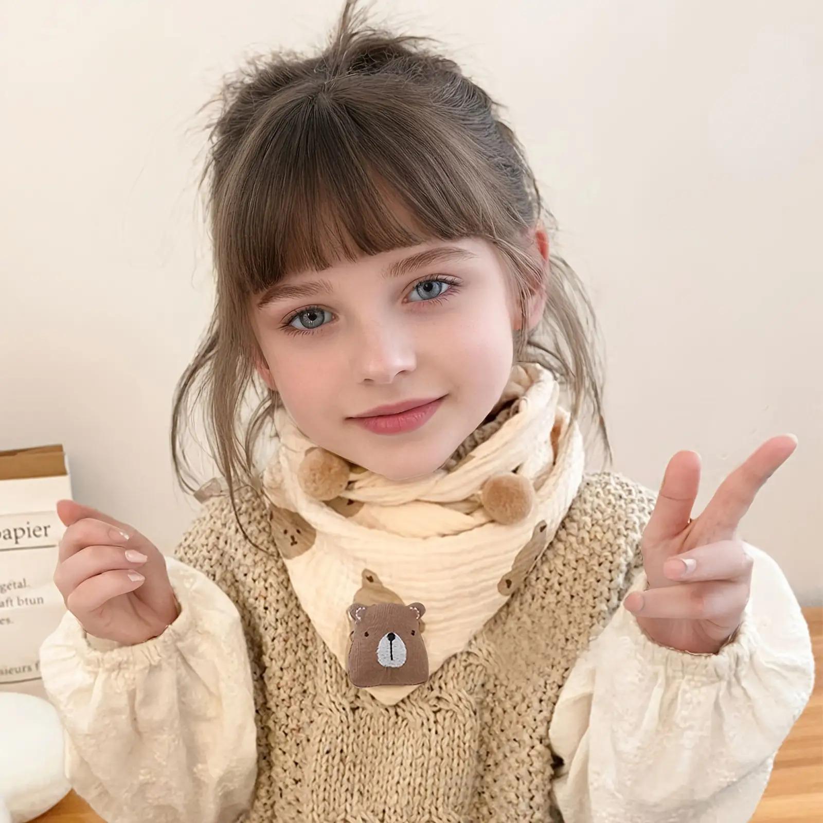 1pc ' Scarf, Four Seasons, Bear Logo, Cute Cartoon Casual Fashion Scarf for Boys and Girls, Suitable for Outdoor Play, Walking, and Travel