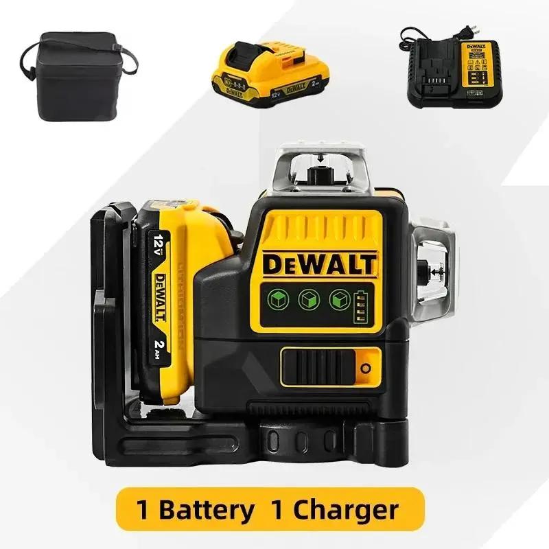 DEWALT DW089LG 360 Degree Vertical 12 Lines Laser Level 12V Battery with Bright Green Light & Additional Battery for Construction & DIY Projects