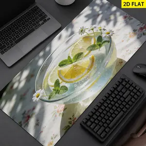 Extra Large refreshing lemon mint flower Mouse Pad,Non Slip Rubber Pad,Desktop Decoration Drotection Pad,Washable,Lock Edge Multi Size,Premium Multipurpose Mousepad For Home,Office,Gift for Family and Friends