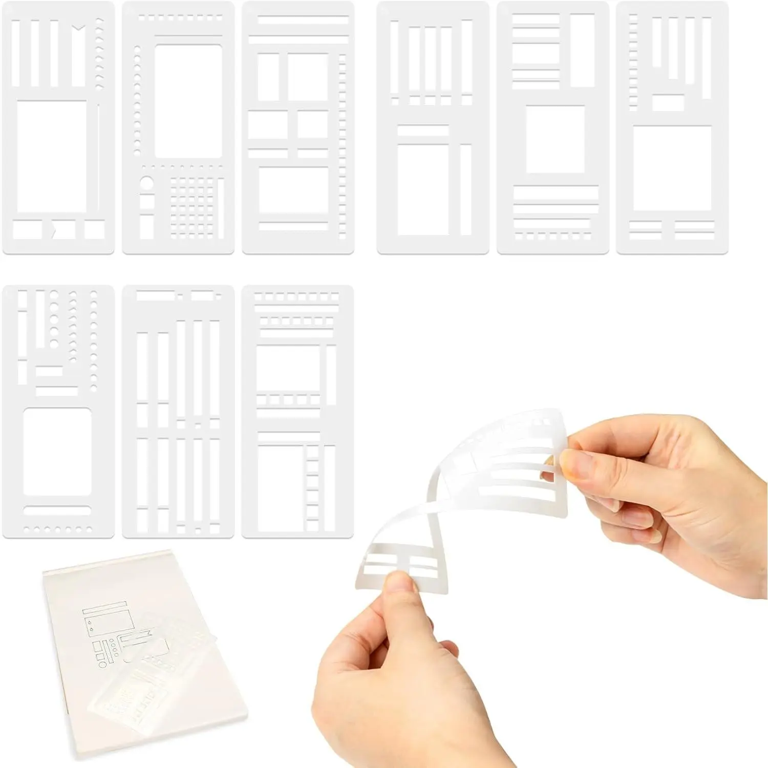 Flexible Record Template, 9 Pack  Planner Stencils Set for Journaling, Dot Grid, Drawing, Checklists and DIY Crafts (A+B+C)