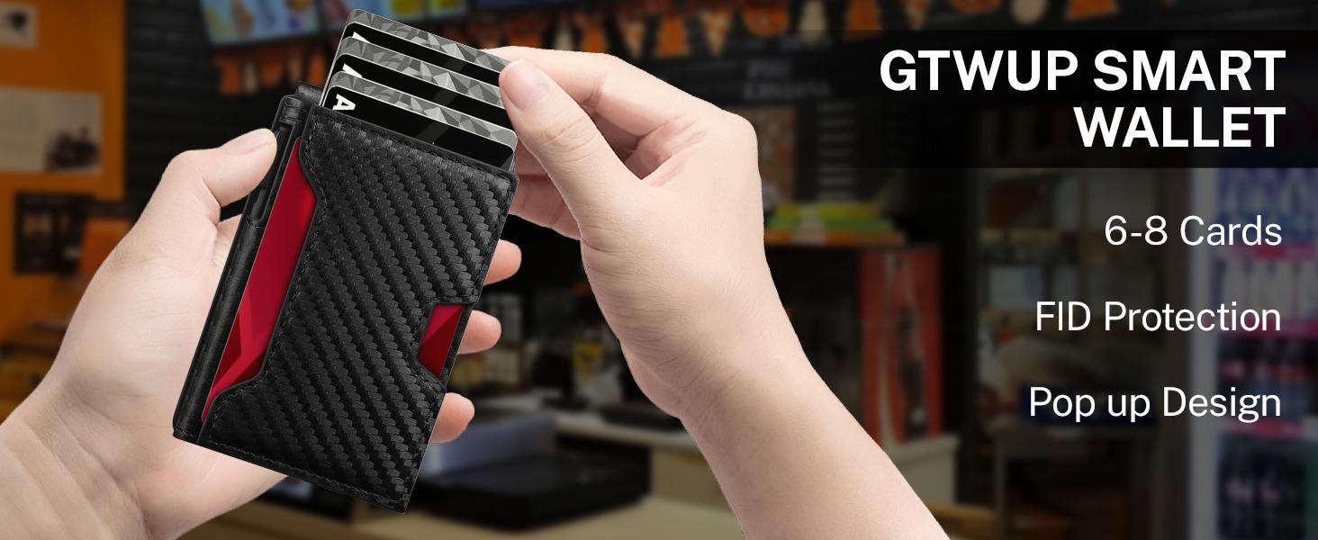 Airtag Wallet for Men, Mens Smart Wallet for Air Tag RFID Blocking, Slim Compact Wallet with ID Window, Minimalist Bifold Pop Up Credit Card Case Holder 10+ Cards,Christmas Gift for Men, No AirTag