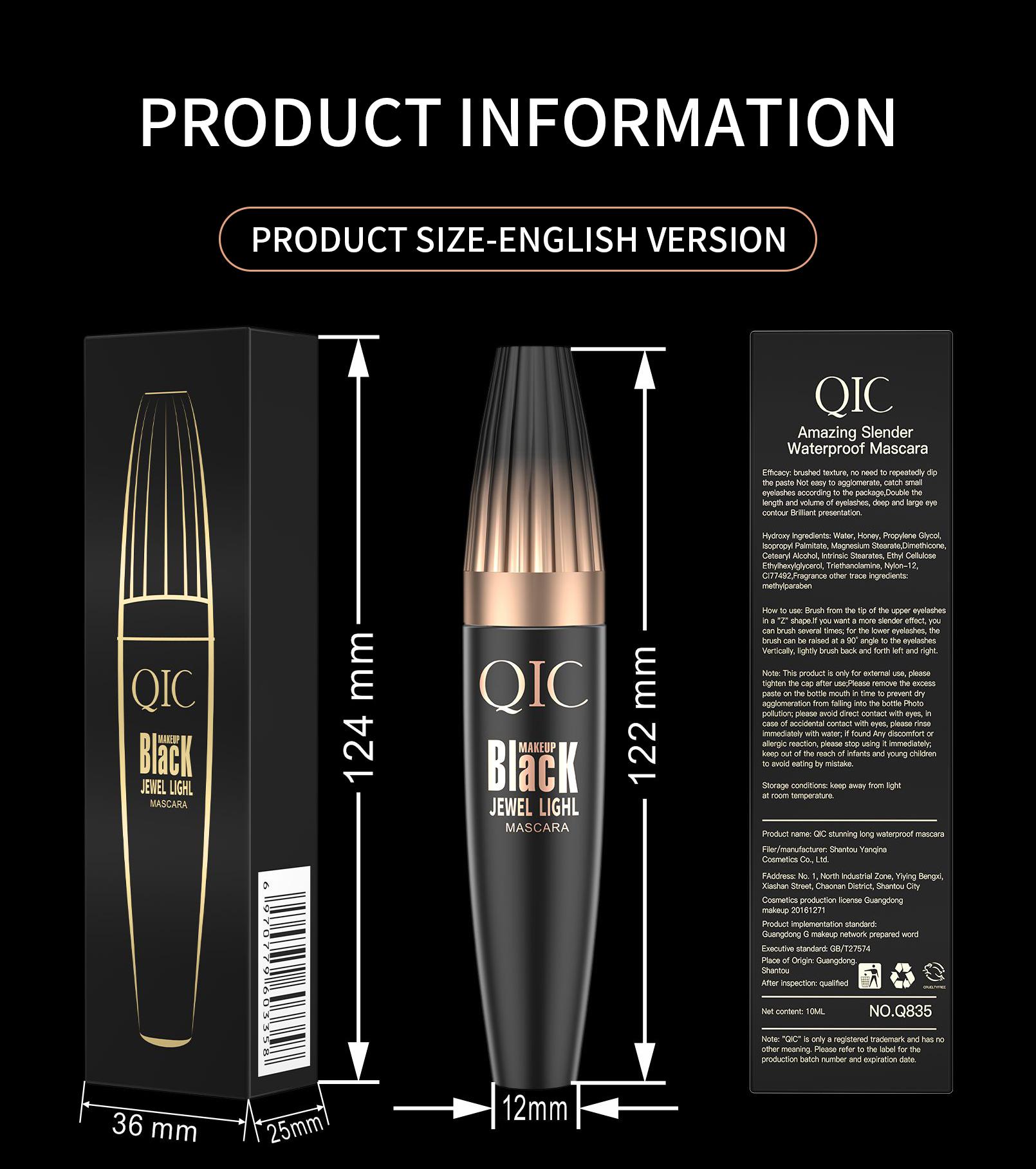 4D Waterproof Q835 Mascara - Single Item, Large Size, Encrypted Brush, Long-Lasting, Thickening, Curling, Smudge-Proof Beauty Cosmetic for Eye Enhancement, Durable Makeup Tool