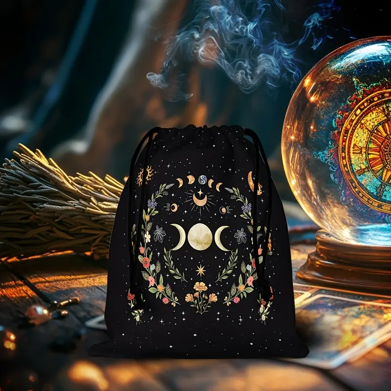Party Games & Activities Drawstring Pouches  Pouch with Astrological, Celestial, Sun, Constellation and Mystical Moon Phase Designs Multipurpose Storage for Jewelry, Dice, Cosmetics Perfect Gift for Travelers & Occult Enthuslasts