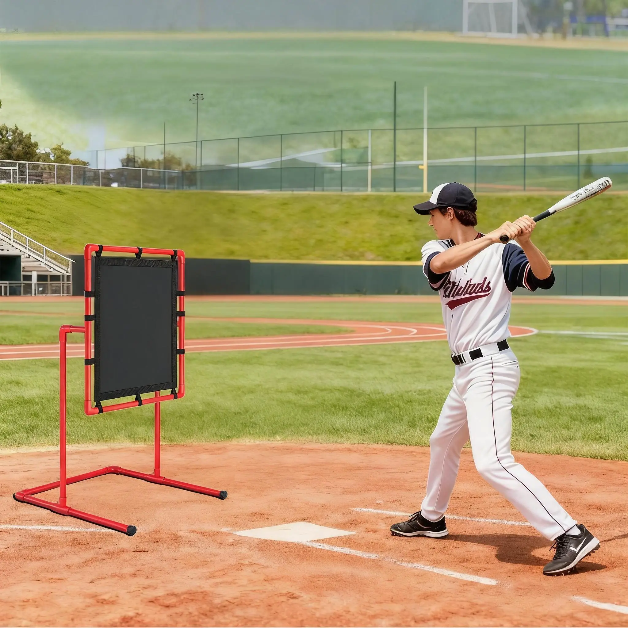 Baseball Portable Pitching Goal Net, 30x28in Hit Zone Target, Easy Assembly with Included Carry Bag, Compatible with Plastic, Practice and Blitzball, Ideal Training Gear for Backyard, Park, Kids and Adults