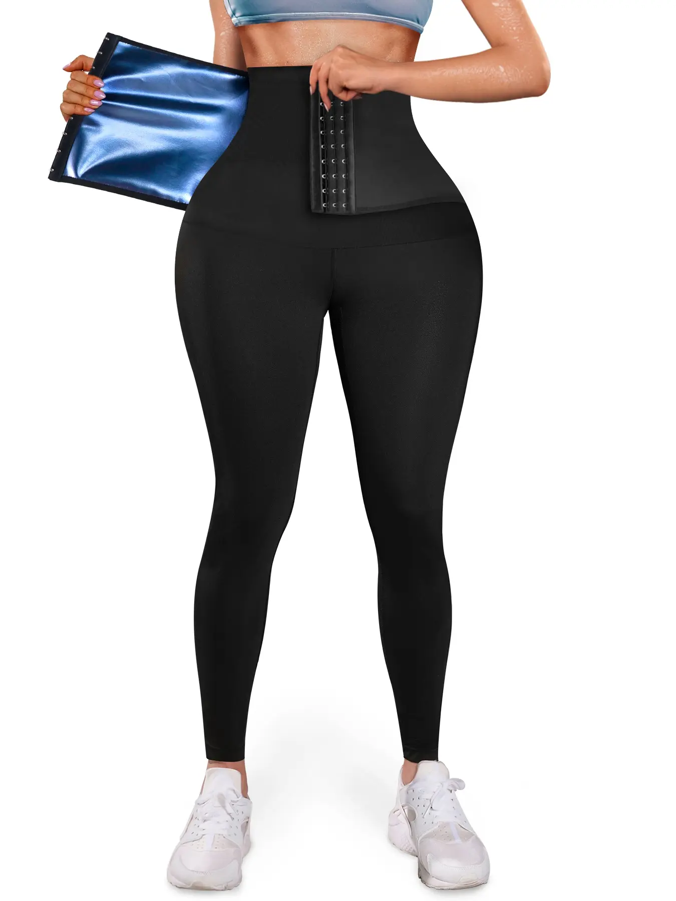 Silver Fiber Sweat Pants High Waist Abdomen Shaping, Sporty Style All Seasons, Slimming and Form-Fitting Workout Wear