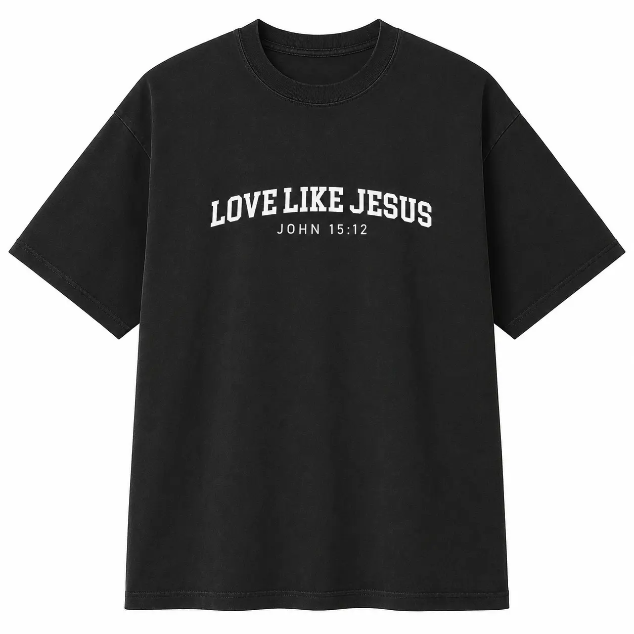Women's Christian Cotton Sports Top - "Love like Jesus" Faith Print Round Neck Short Sleeve Casual Graphic Shirt, Bible Verse Faith-Based Clothing, Machine Washable 3XL Black 180G All-Season Top