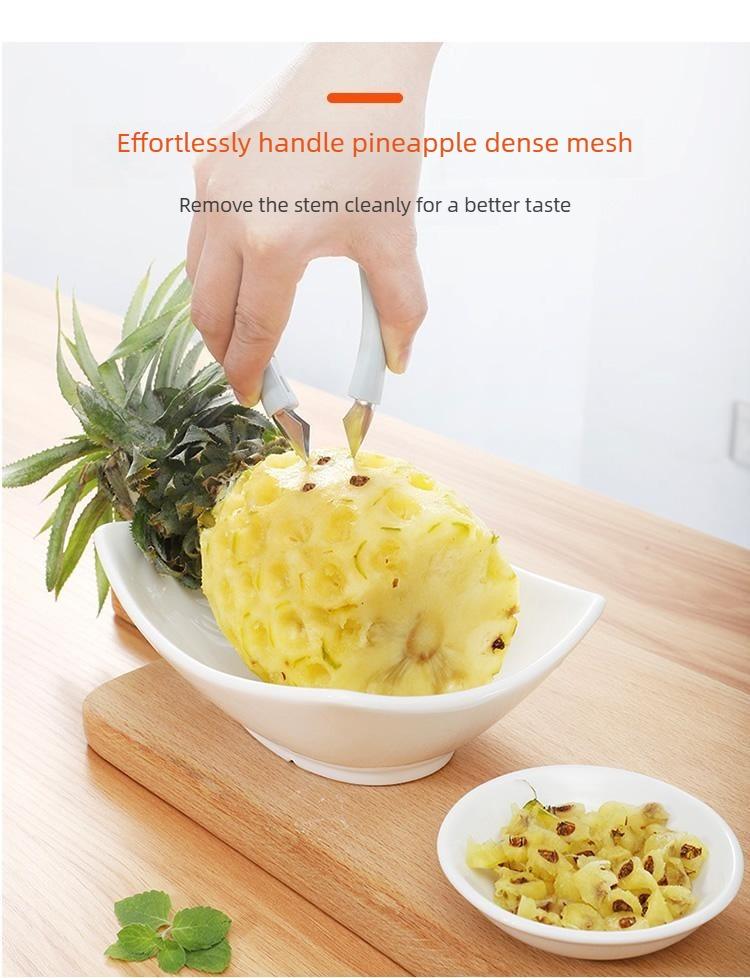 2PCS Multi-functional pineapple eye remover, stainless steel eye remover, seed remover, peeler, and stem remover.
