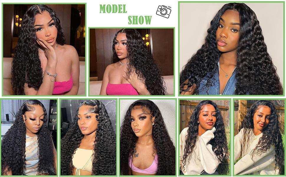 Bling Hair Clearance Sale Deep Wave Brazilian HD Transparent Lace Frontal Wig for Women 13x4 13x6 Lace Human Hair Wig Curly Pre Plucked 30 32 Inches 180% Natural Hairline