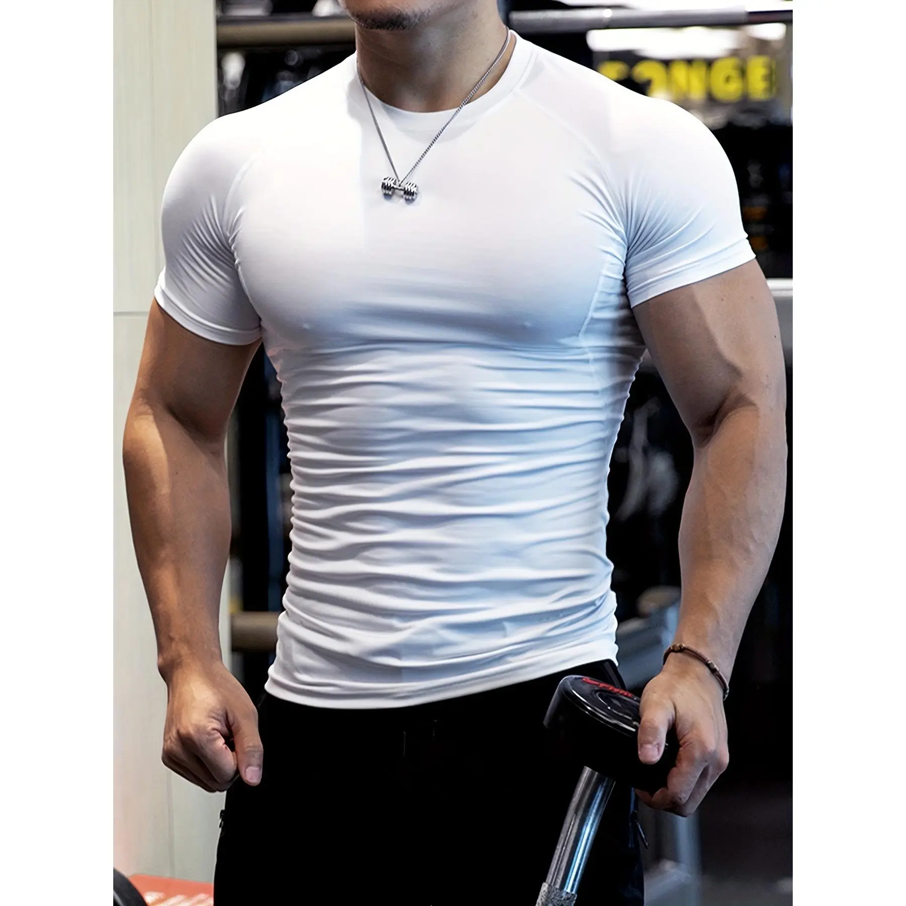 Men High Stretch Compression Workout T-Shirt, Comfort Quick Dry Athletic Tee, Summer Outdoor Training Fitness Top for Men