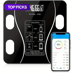 smart digital weight scale, wireless body composition analyzer, led display body composition scale with smartphone app (battery required, battery not included), valentine's day gift, portable home scale, digital weighing machine