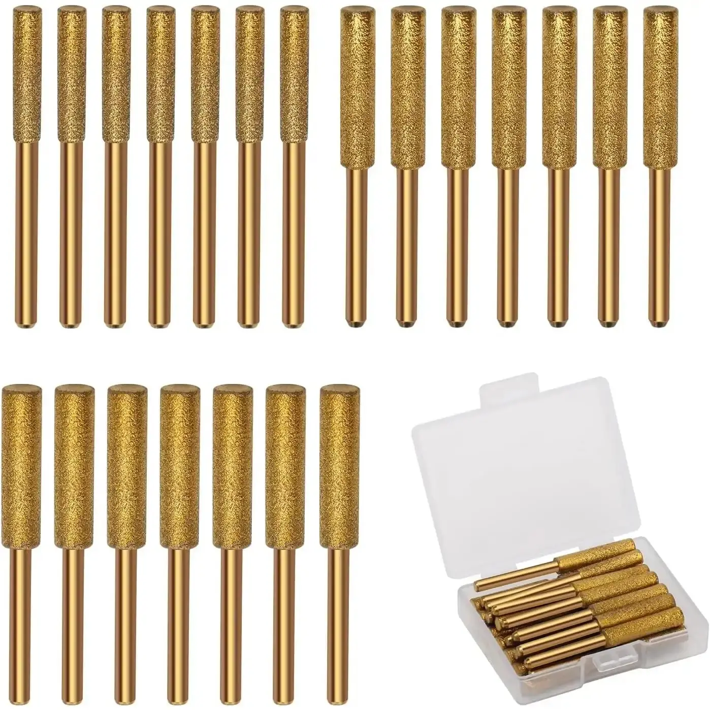 21 Pieces Cemented Carbide Diamond Chainsaw Sharpener with Bearings, 3 Universal Sizes (4.0Mm (5/32 Inch), 4.8mm, 5.5mm) - Polishing Grinding Accessory for Electric Chainsaws, Stone Carvings