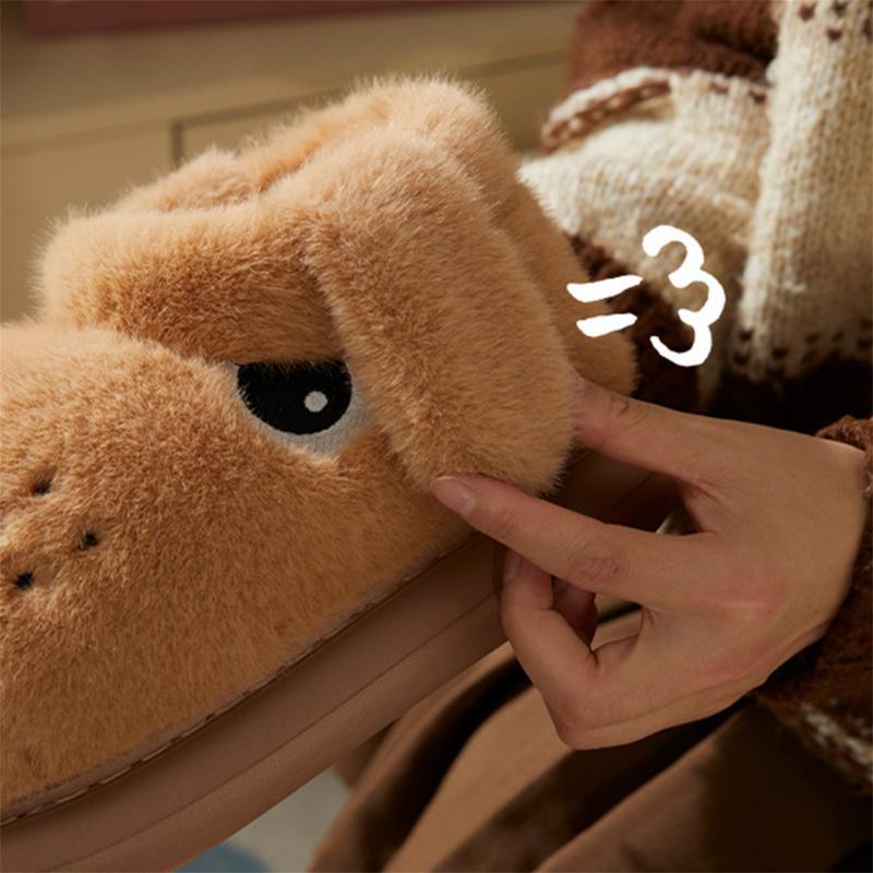 (New)Cozy Pink Plush Dog-Shaped Slippers for Women - Warm, Anti-Slip Indoor Shoes with Cute Drooping Ears Design