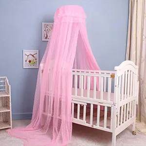 Baby Infant Toddler Bed Dome Cots Mosquito Netting Hanging Bed Net Mosquito Bar Frame Palace-Style Crib Bedding Set (Pink Mosquito Netting Only, Without Stand)