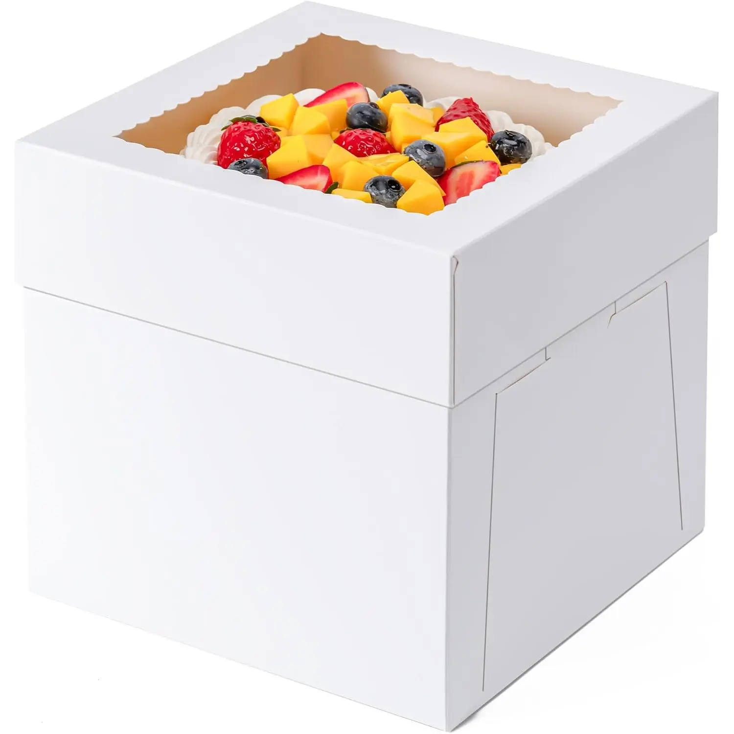 Cake Boxes 10 Inch, 3 count 10x10x8 Inch Tall Cake Box, Cake Carrier Holder | Disposable Cakes Transport Containers with /Window, Easy to Assemble, for Cake Pies Baked Goods in Wedding Birthday Party