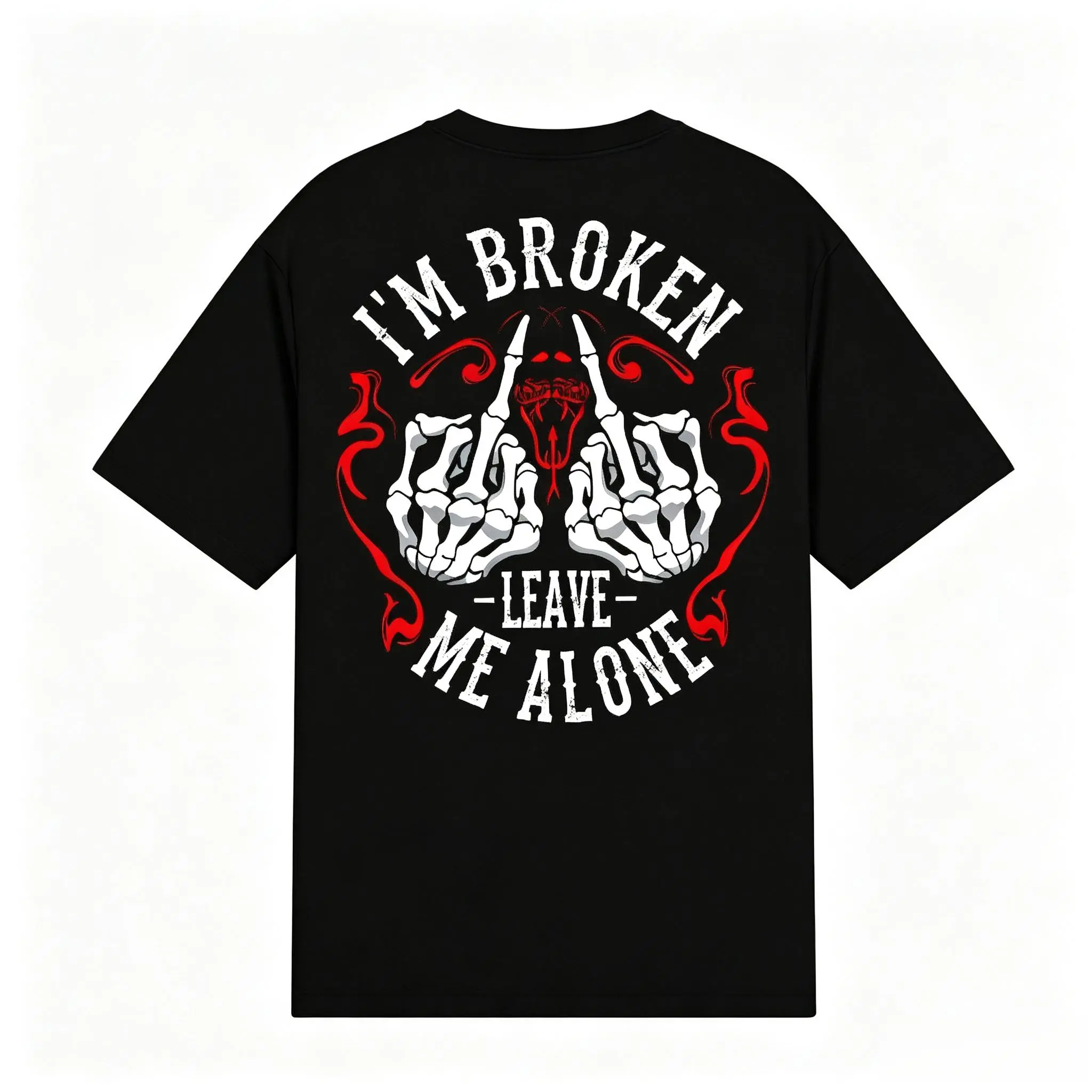 Gothic Skull Graphic Sweatshirt for Men, Casual Streetwear Pullover with 'I'm Broken' Slogan and Round Neck, Clothes, Hoodie
