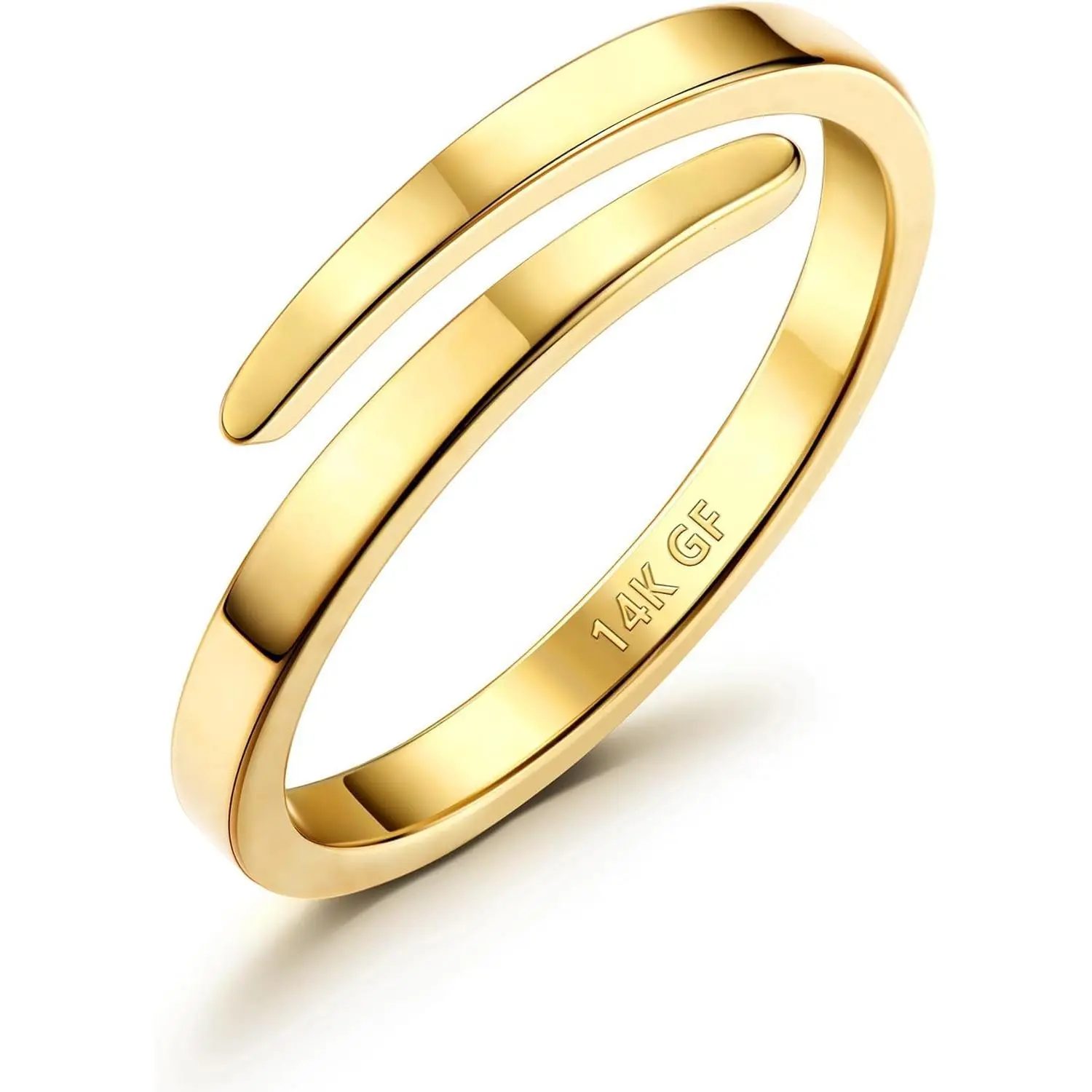 14K Gold Filled Rings for Women - Non Tarnish Gold Wedding Bands | Waterproof Stackable Thumb Rings | Open Twist Adjustable Rings Size 5 to 10