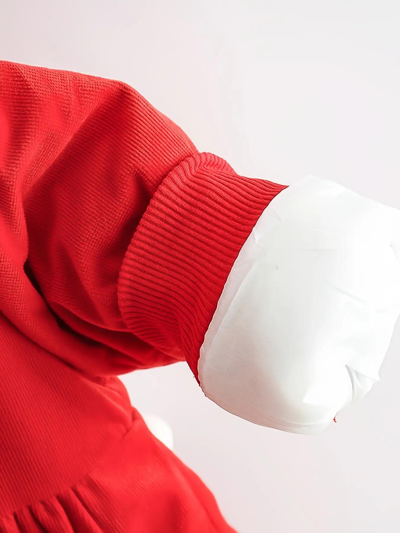 ' Winter Hooded Jacket - Long Sleeve Non-Stretch Coat with Front Bow Accent, Easy Button Closure, Hand Washable Outerwear, (Red/other Solid Color Available) - Perfect Christmas Outfit