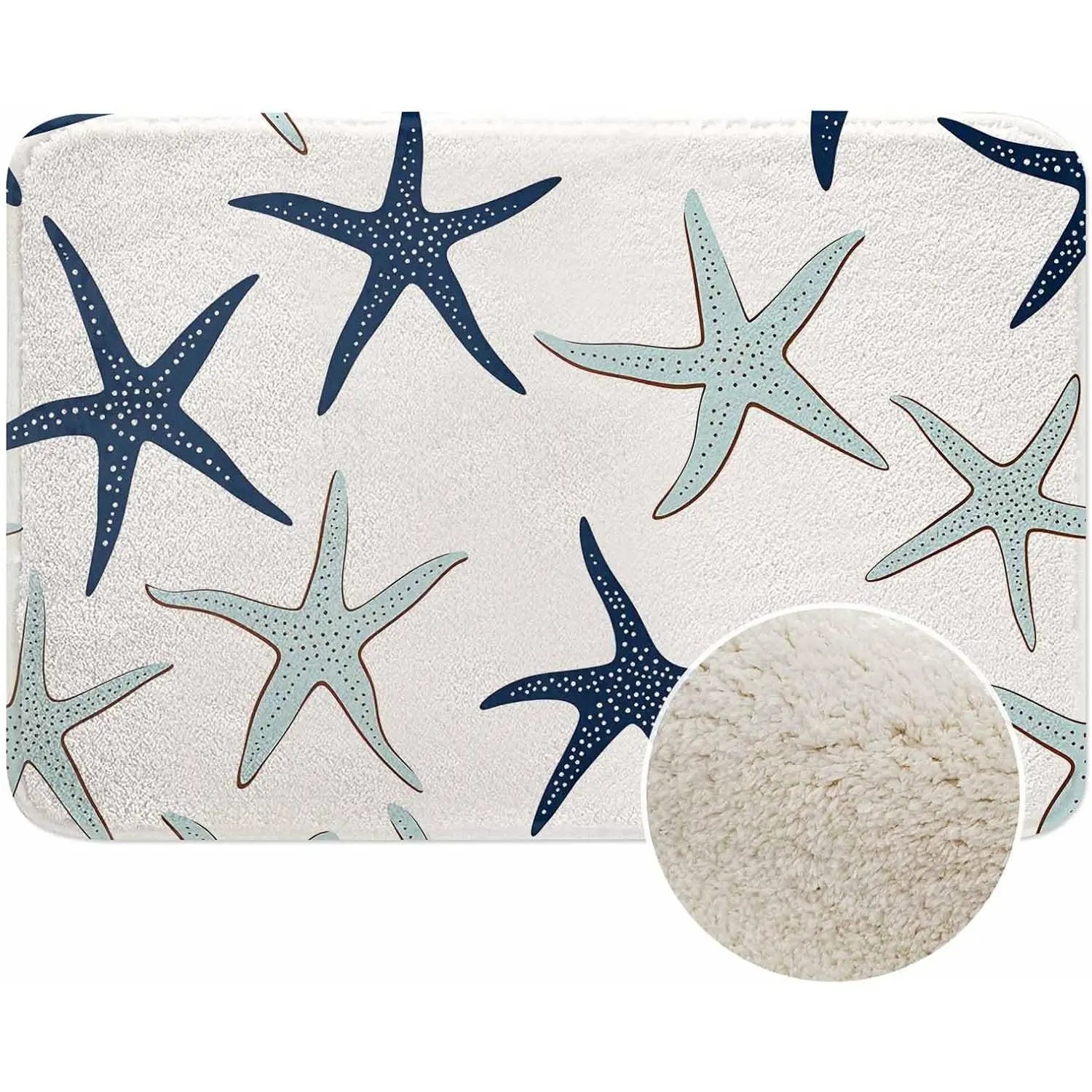 Nautical Bath Rugs Microfiber Mat Soft Plush Shaggy Shower Mat for Comfortable Absorbent Carpet Non-Slip Machine Washable 16"X24"