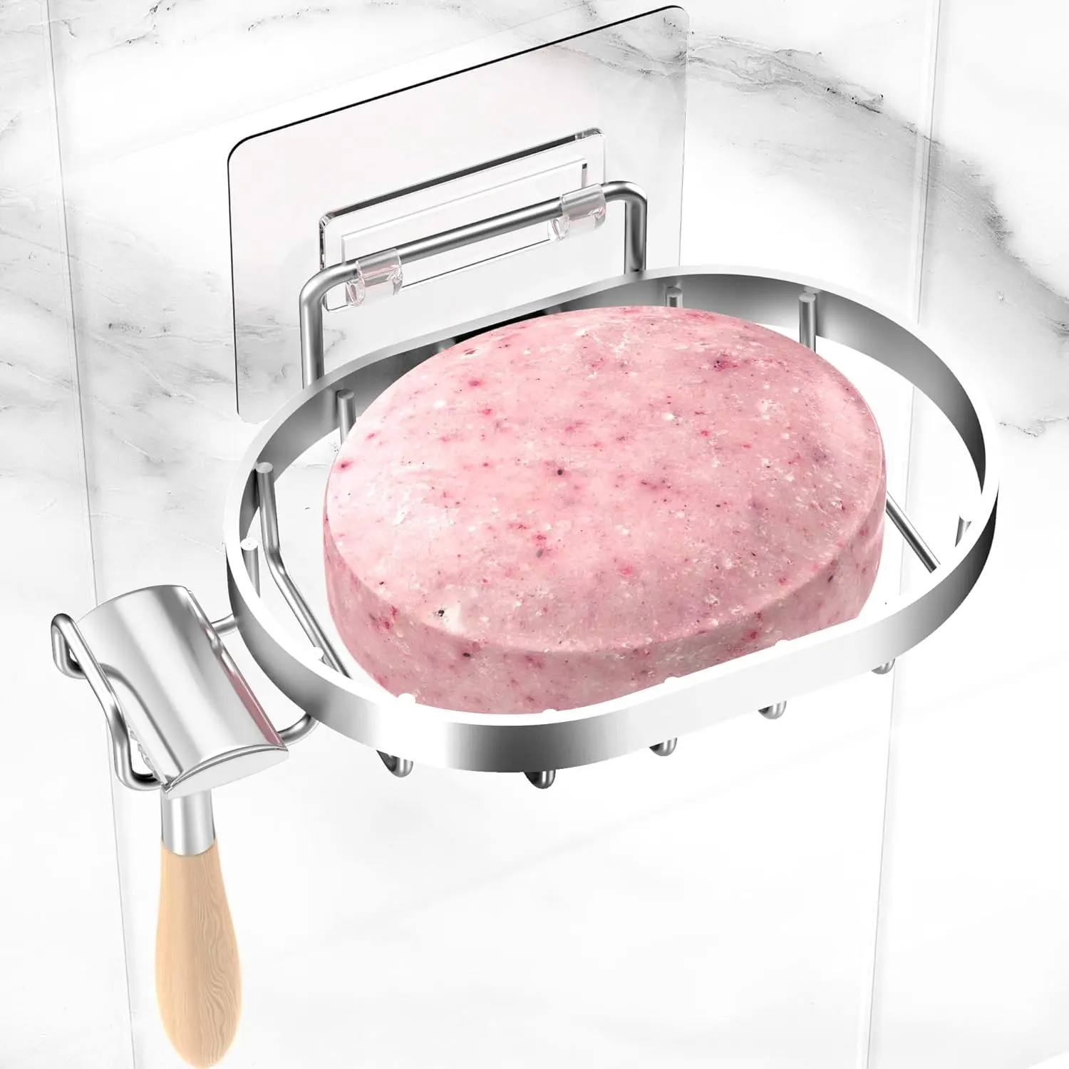 Soap Dish Holder, Wall Mounted Soap Tray with Drainage, Shampoo Bar Caddy for Shower Wall, Soap Savers, Razor Holder for Shower, Bar Soap Container 304 Stainless Steel, Bathroom