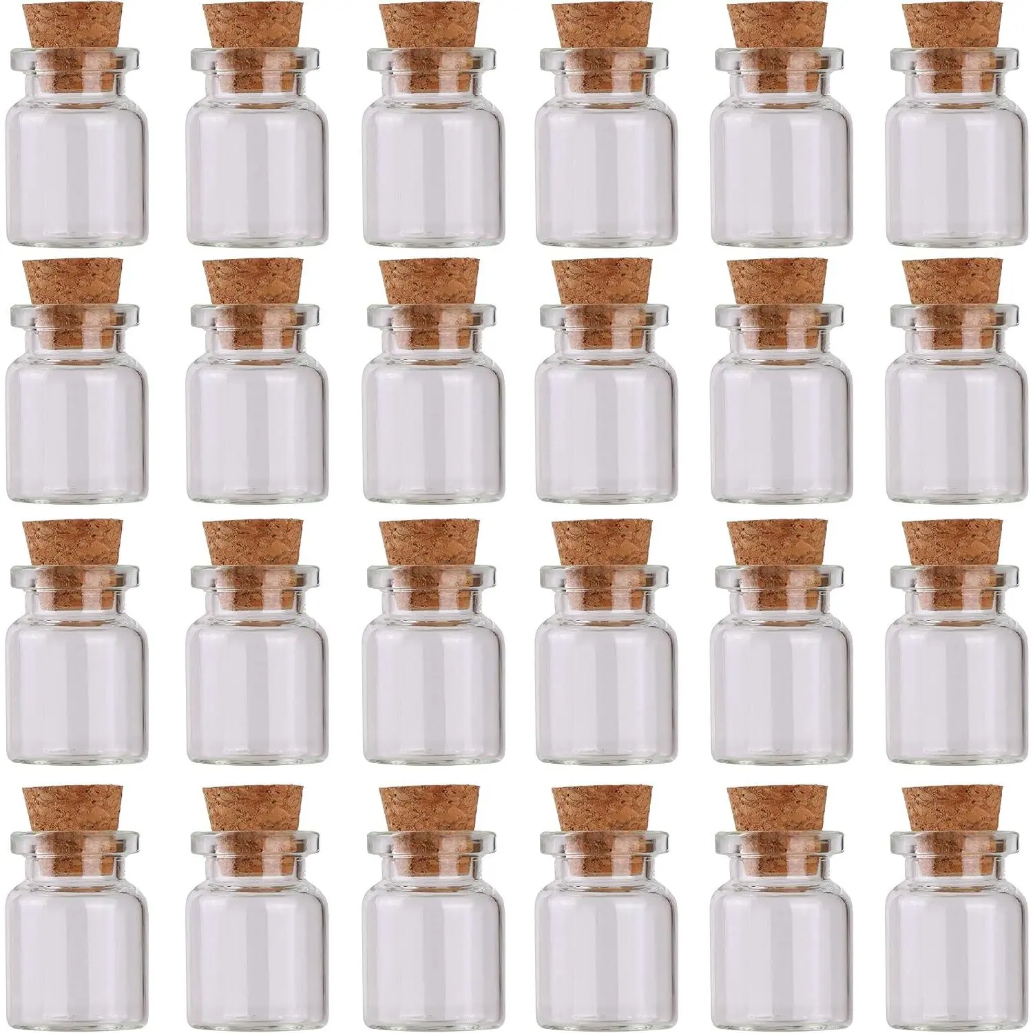 24 count Mini Glass Bottles with Cork Stoppers 5ml DIY Art Crafts Storage Container, Glass Vials Cork for Wedding Decoration,Small Glass Corks Jars Party Favor