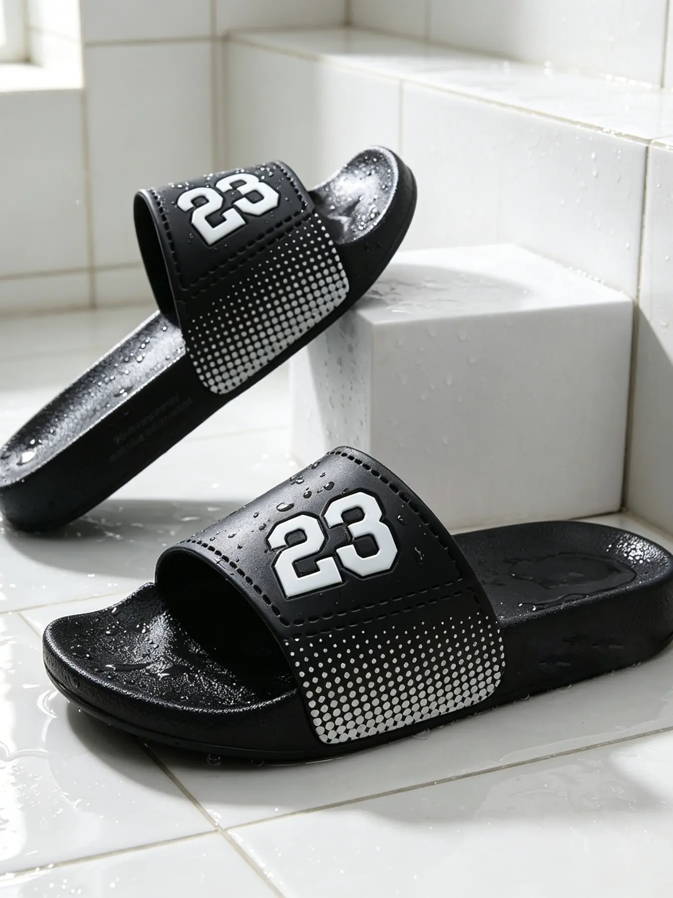 Men's Gradient Silver Color Crystal Pattern Slide Slippers Footwear, Soft Eva Shockproof Non-Slip Waterproof, Casual Street Fashion, All Seasons