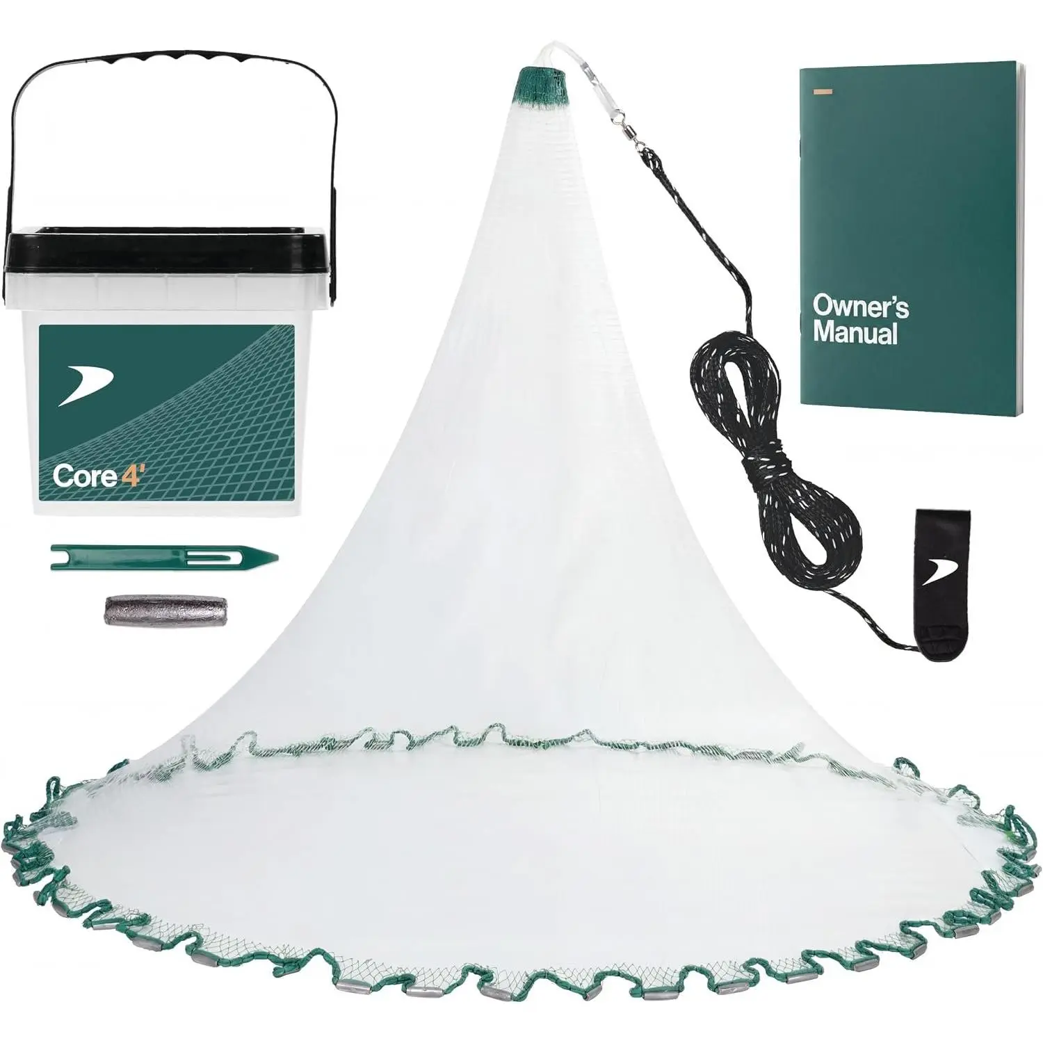 Pro Cast Net - 4ft/6ft/8ft/10ft/12ft - 3/8" Mesh - Real Lead 1-lbs/ft Double Line - 2024 Upgraded & Optimized - Old Salt  Cast Nets for Fishing - E-Book & Utility Box Included