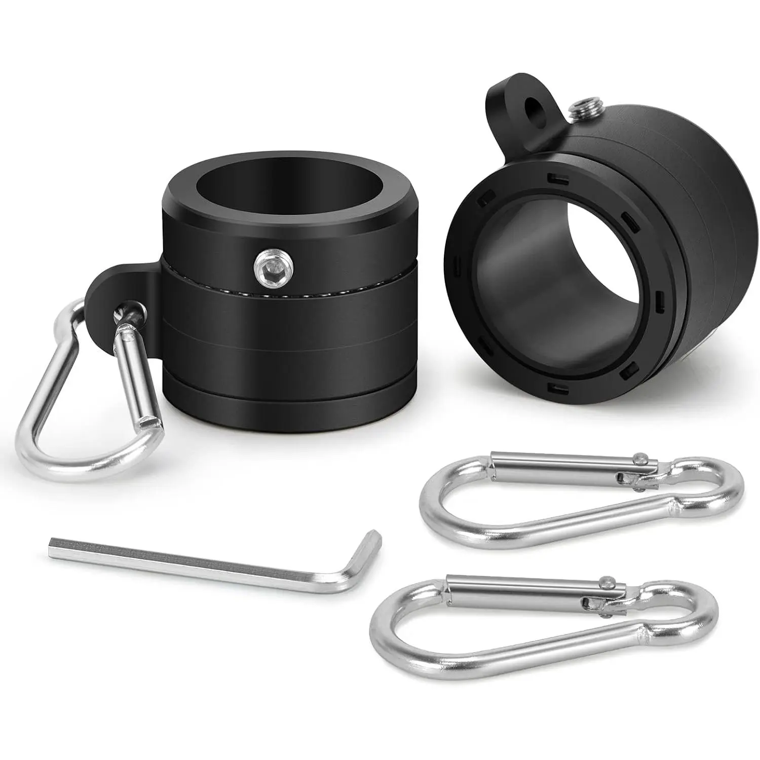 Flag Pole Rings, 2 Pack for 0.75-1.02 Inch Flagpoles, Black | 360° Rotating Anti-Wrap Design, Spinning Flag pole Rings Kit with Carabiners for Smooth Flag Movement
