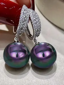 1 pair of fashionable cubic zirconia magical black earrings with personality, futuristic and fashionable design earrings