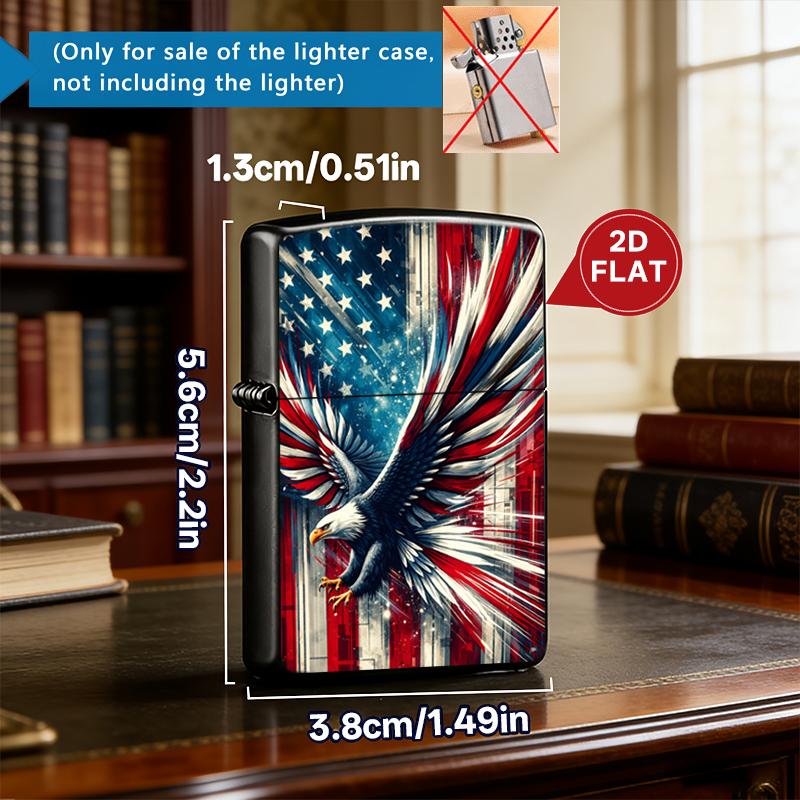 Vintage American Bald Eagle US Flag Cigarette Pack Case + Lighter Shell, Distressed Flag Design, Proud American Gift for Him, Memorial Day Accessory