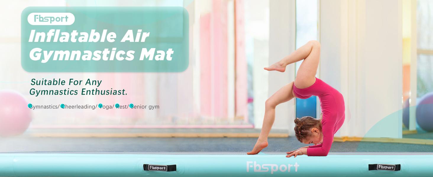FBSPORT Inflatable Gymnastics Mat Training Mats 4/8 inches Thickness Air Tracks for Home Use/Training/Cheerleading/Yoga/Water with Pump