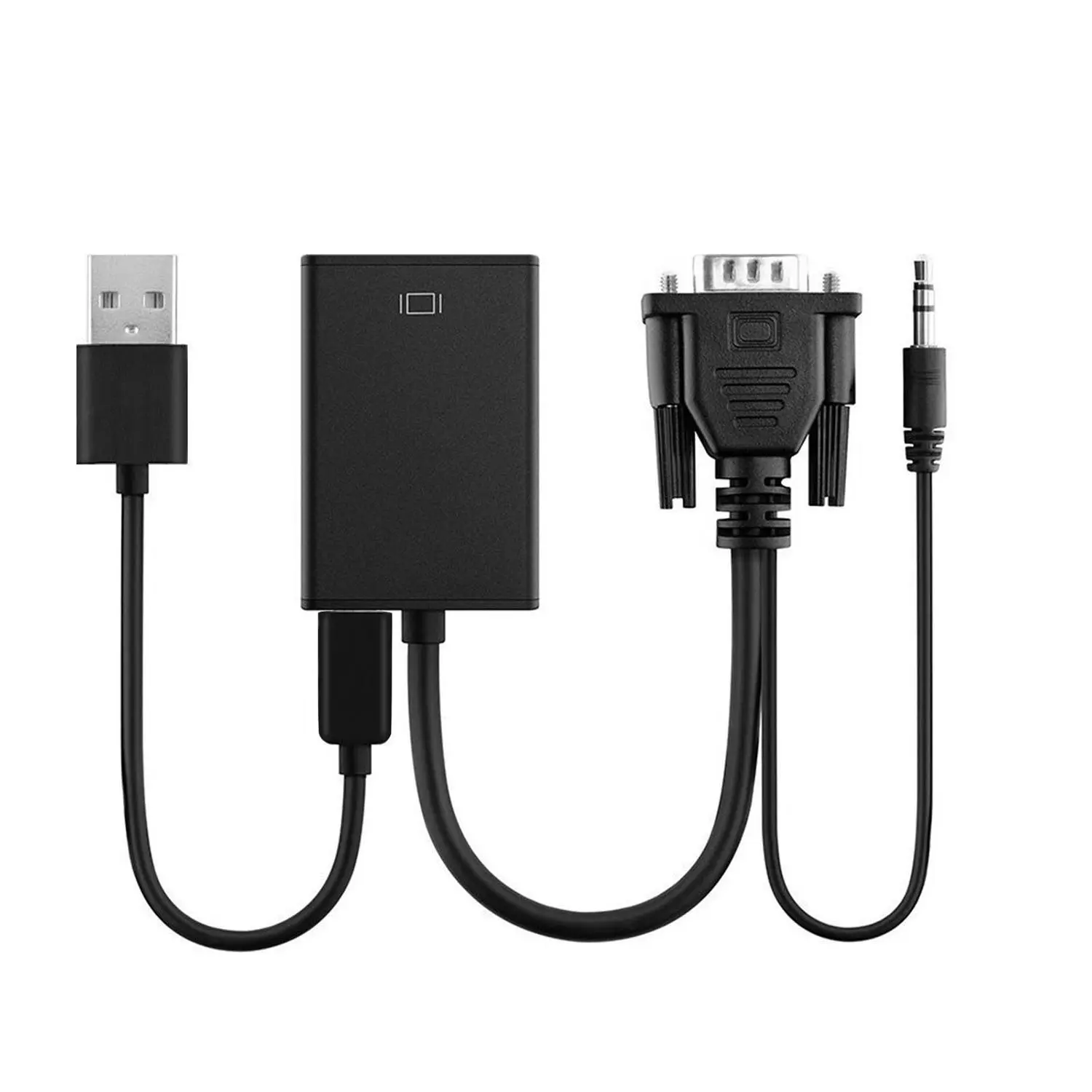 Digital Analog-to-Digital VGA-to-HDMI Converter, USB Powered HD1080P HD Video Audio Adapter with 3.5mm Audio Cable for Laptop/PC/HDTV, Indoor Recreation Use, Plug