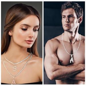 14k Gold Silver Plated Hip Ho Rapper Pendant Chain Necklace for Men-Iced Out Diamond King Pendant with 22 Inch Rope Tennis Chains