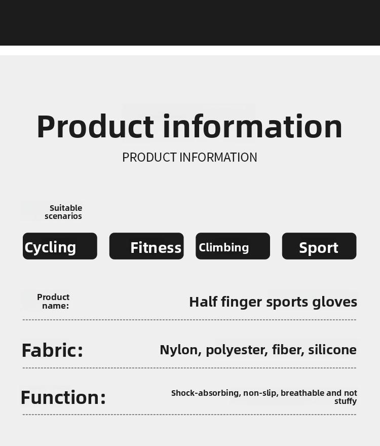 Fitness gloves half finger cycling palms for men and women equipment training dumbbells weight lifting non-slip sports gloves