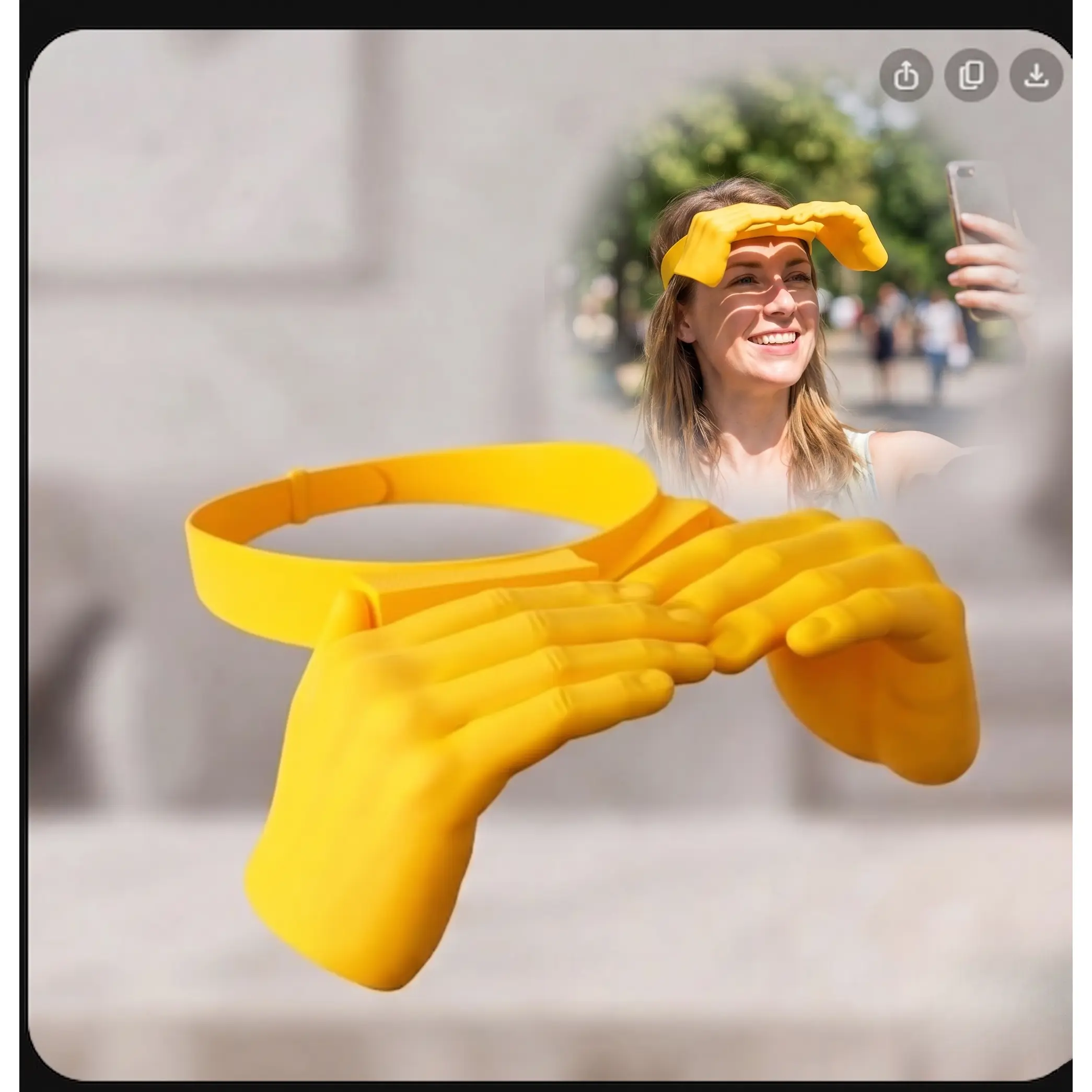 Funny Hand Visor Sun Hat - Creative Palm Shade Headwear, Adjustable Anti-UV Novelty Cap for Beach Vacation, Music Festivals & Selfie Prop