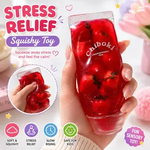 Strawberry Toothpaste Squishy Toy, Stress Relief Squeeze Fidget, Jelly Sensory ASMR Toy, Cute Soft Anxiety Desk Toy, Kids Gift