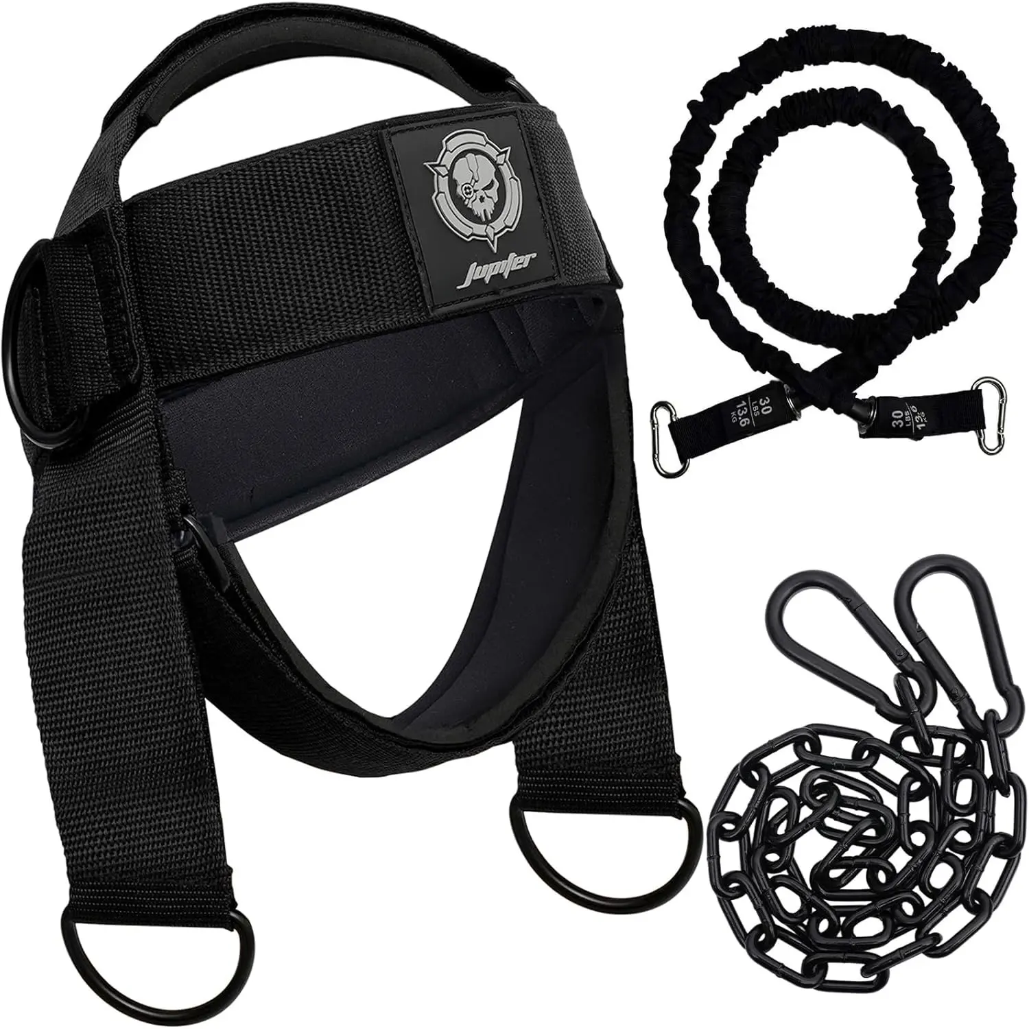 Neck Harness to Increase Neck Core Strength - Neck Exerciser with 30" Heavy Duty Steel Chain for Safely Lifting Weights Up to 280 lbs