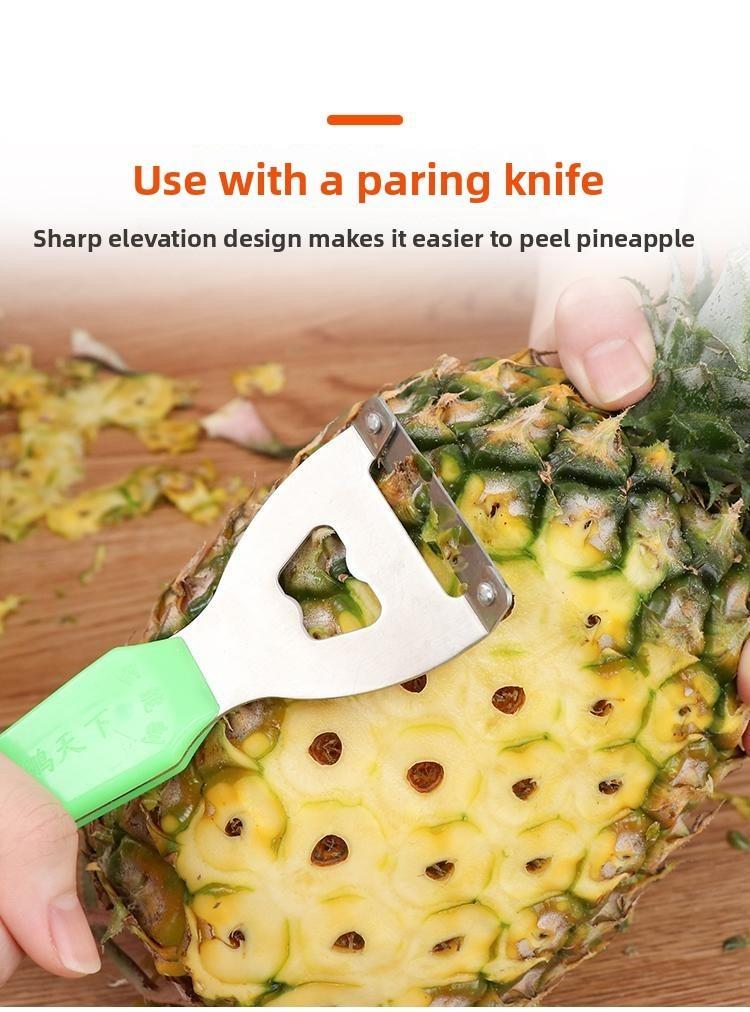 2PCS Multi-functional pineapple eye remover, stainless steel eye remover, seed remover, peeler, and stem remover.