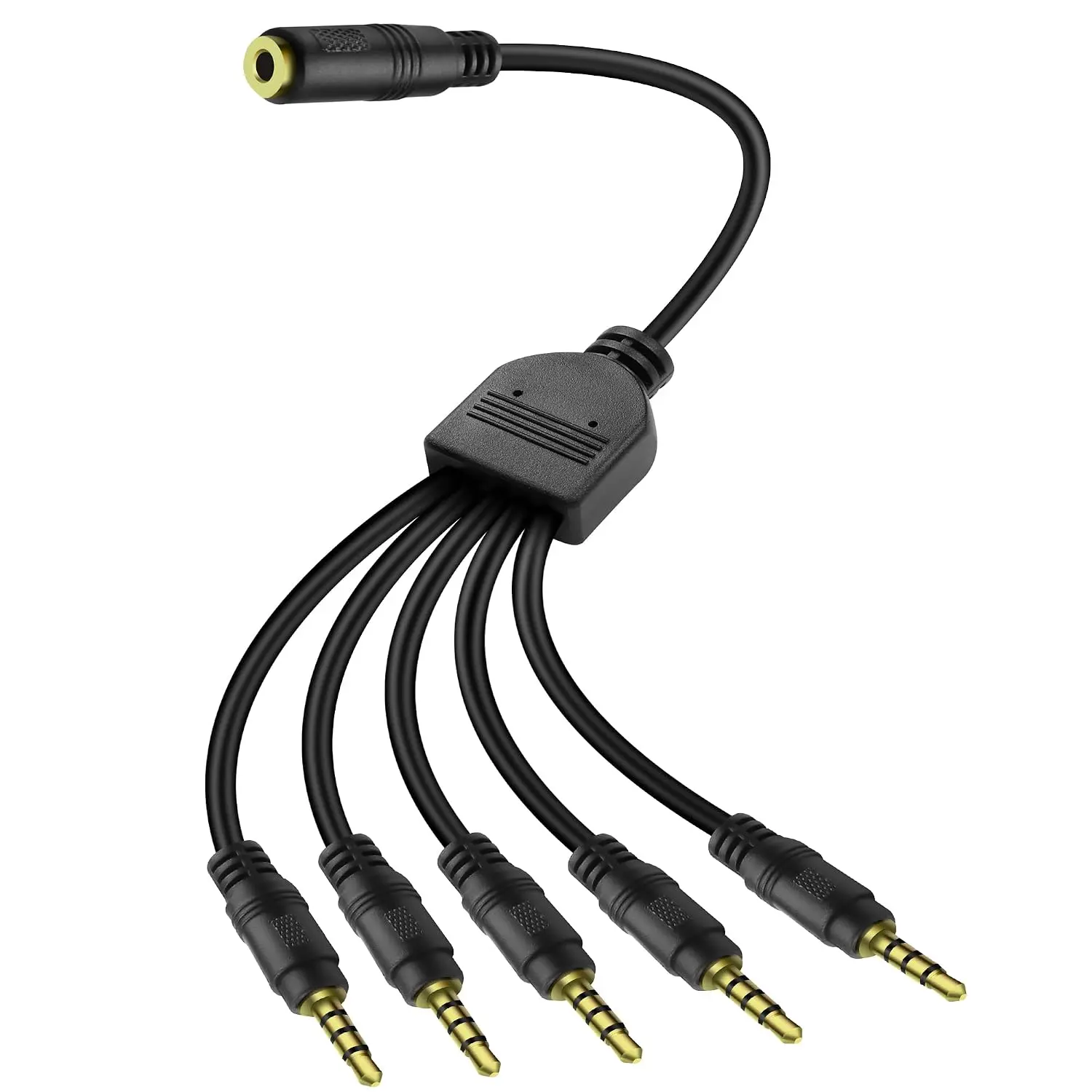 3.5mm Headset Splitter  1/8" 4-Pole/3-Rings TRRS 1 Female to 5 Male Stereo Jack Audio AUX Headphone Splitter  1 Input 5 Output Headphone Headset Extender Cord-50CM