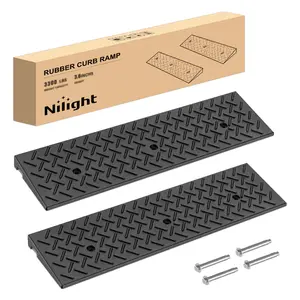 Nilight 1.6Inch Rise Curb Ramps, Heavy Duty Rubber Driveway Threshold Shed Ramp for Sidewalk Cars Lawn Mower Wheelchairs Motorcycles, 3300lbs Load Capacity (Pair)