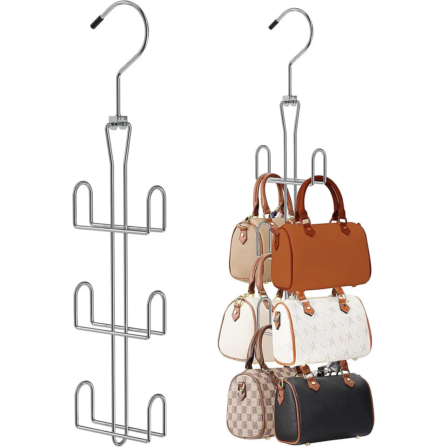 Purse Hanger Purse Organizer for Closet,Rotatable Metal Bag Organizer,Purse Holder for Handbags,Belts,Scarves,Tote,Baseball Hats,Backpacks(Black)