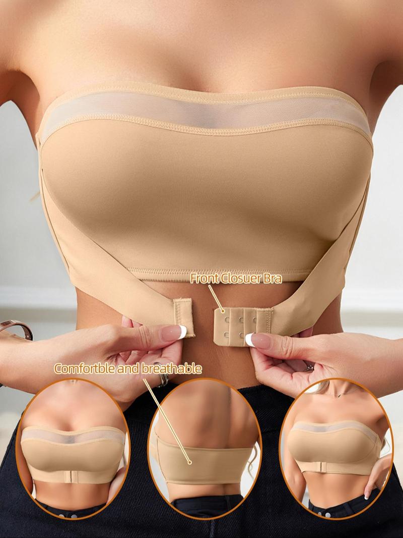 Women's Solid Color Wireless Bra, Casual Comfortable Breathable Strapless Bra for Daily Wear, Women's Underwear for All Seasons, Soft Breathable Bra