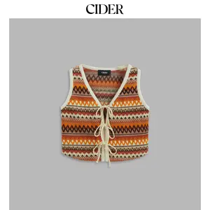Cider [size 2-10] Woven V-neck Striped Knotted Vest Dealsforyou