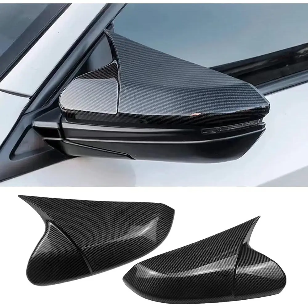 Car Ox Horn Side Rearview Mirror Cover Wing Mirror Protect Decorate Covers Auto Exterior Decoration Accessories For Honda 10th Gen Civic 2016 2017 2018 2019 2020 2021(Carbon Fiber Color)