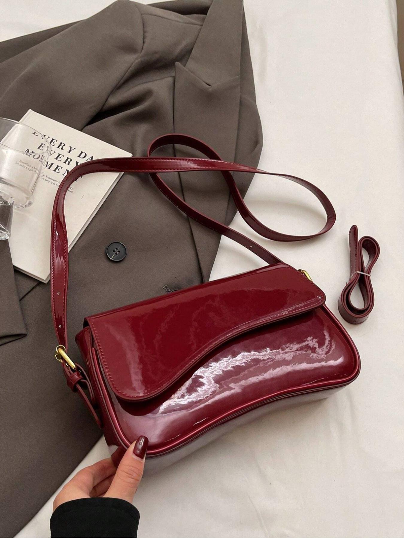 Women's Solid Color Shoulder Bag, Fashionable PU Leather Crossbody Bag for Daily Used, Casual Trendy Versatile High-quality Daily Commuting Bag