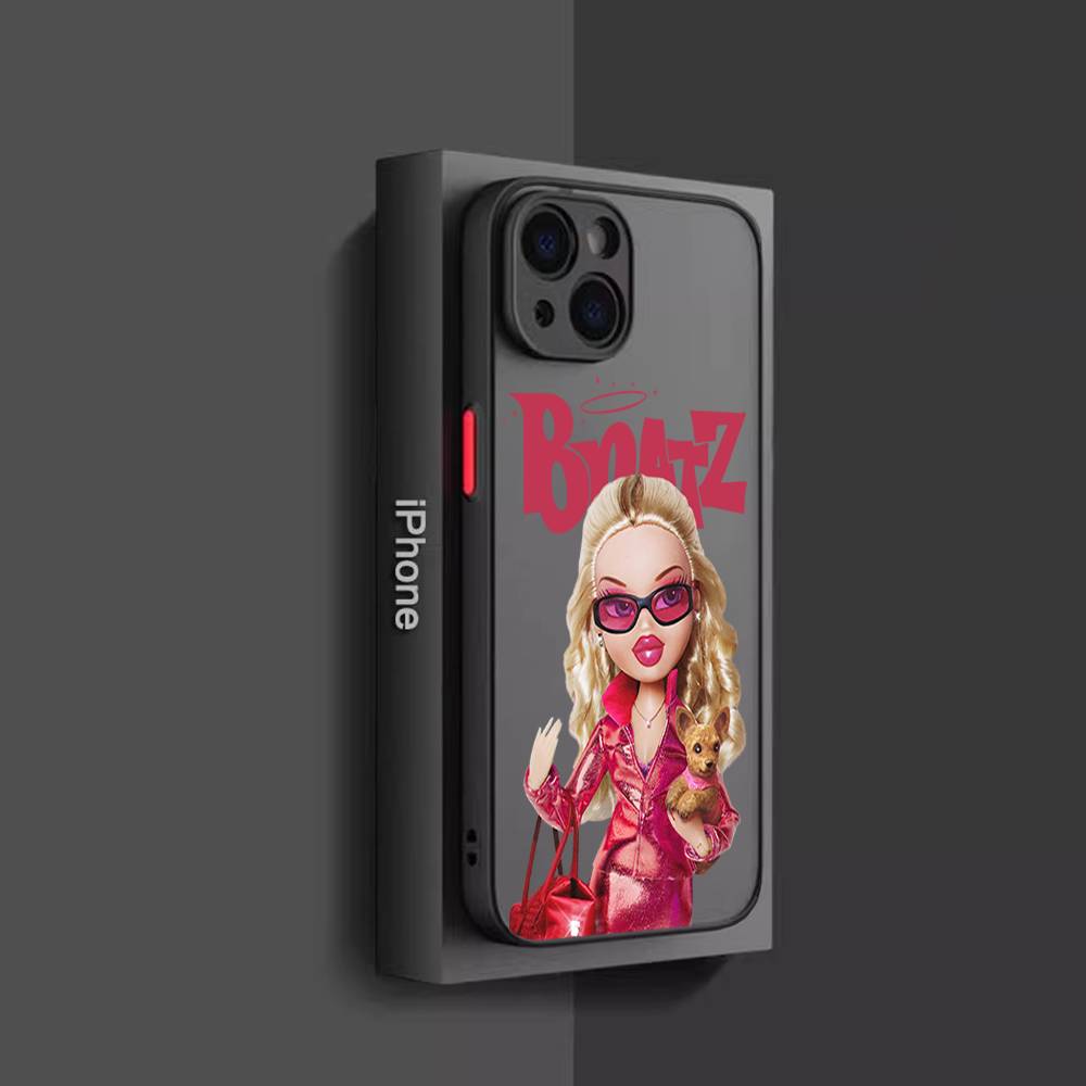 Bratz Doll Phone Cases For iPhone 17 16 15 14 13 12 11 Promax Pro Air Plus Translucent Black Matte Shockproof Protective Cover