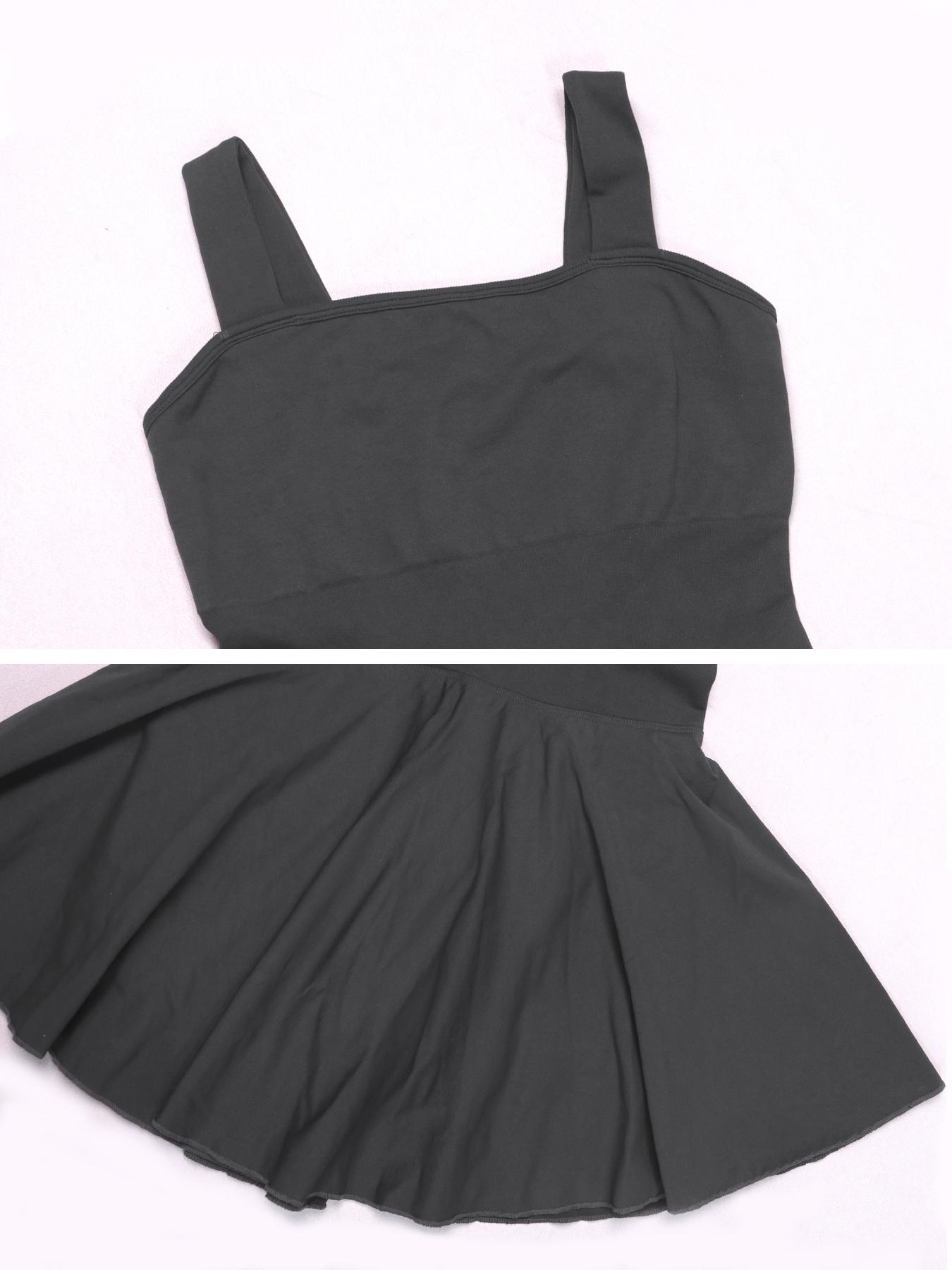 Women's Solid Square Neck Sports Tank Dress, Casual Sporty Sleeveless Bodycon Dress for Yoga Gym Workout Running, Ladies Sportswear for All Seasons, Activewear, Exercise Dress, Sleeveless Athletic Dress