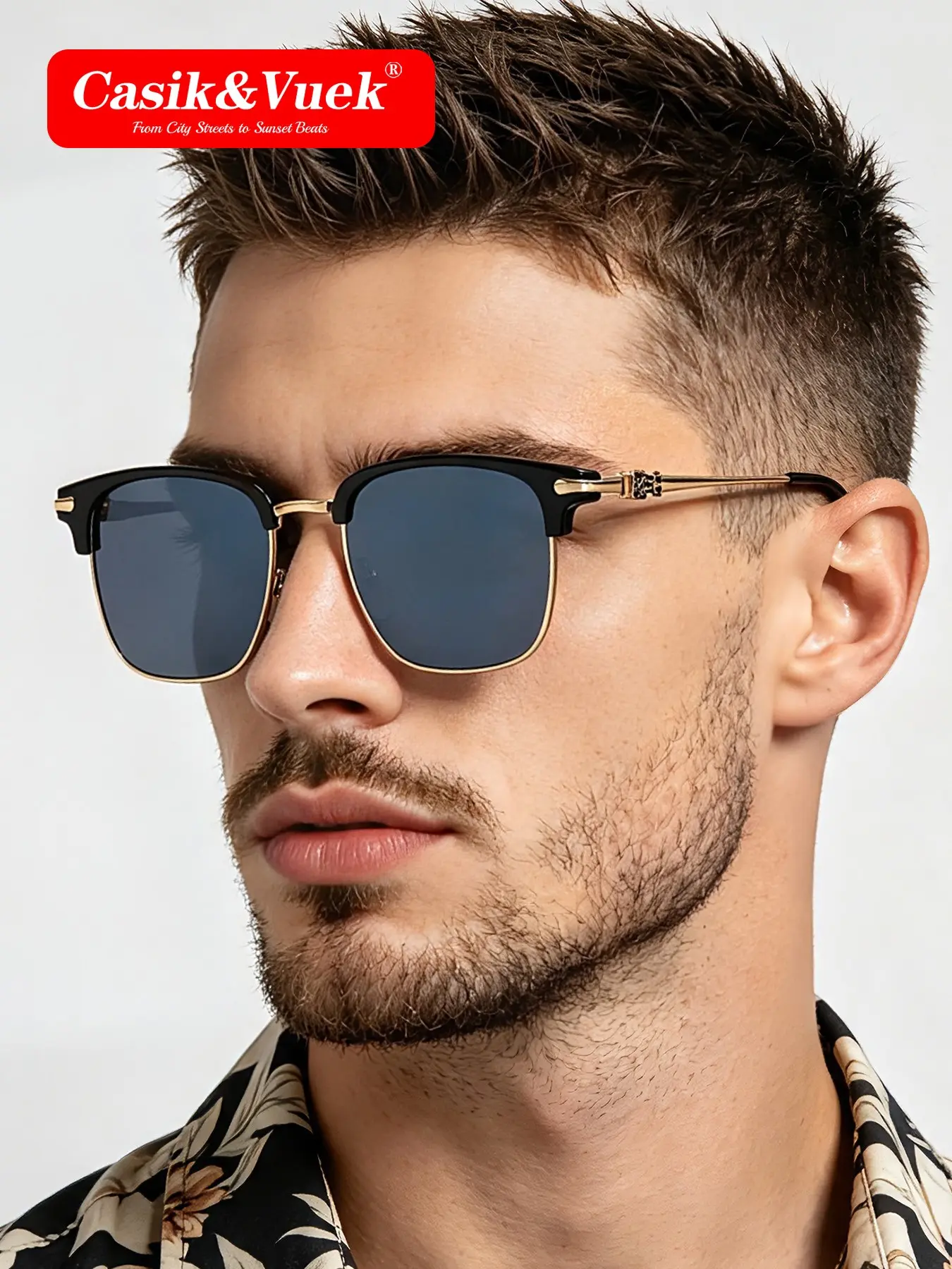 Casik&vuek Unisex Fashion Sunglasses, Uv400 Protection, Casual Square Frame, All Seasons, Ideal for Travel, Driving, Cycling