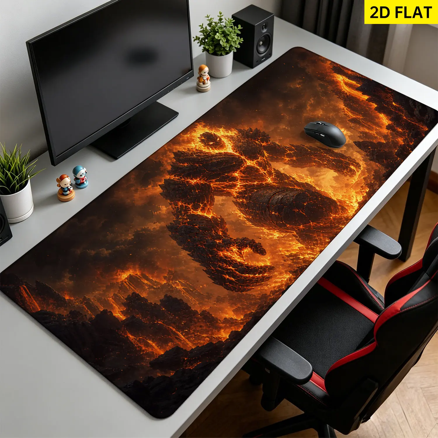 Extra Large fiery volcanic magma giant Mouse Pad,Non Slip Rubber Pad,Desktop Decoration Drotection Pad,Washable,Lock Edge Multi Size,Premium Multipurpose Mousepad For Gaming,Office,Gift for Family and Friends